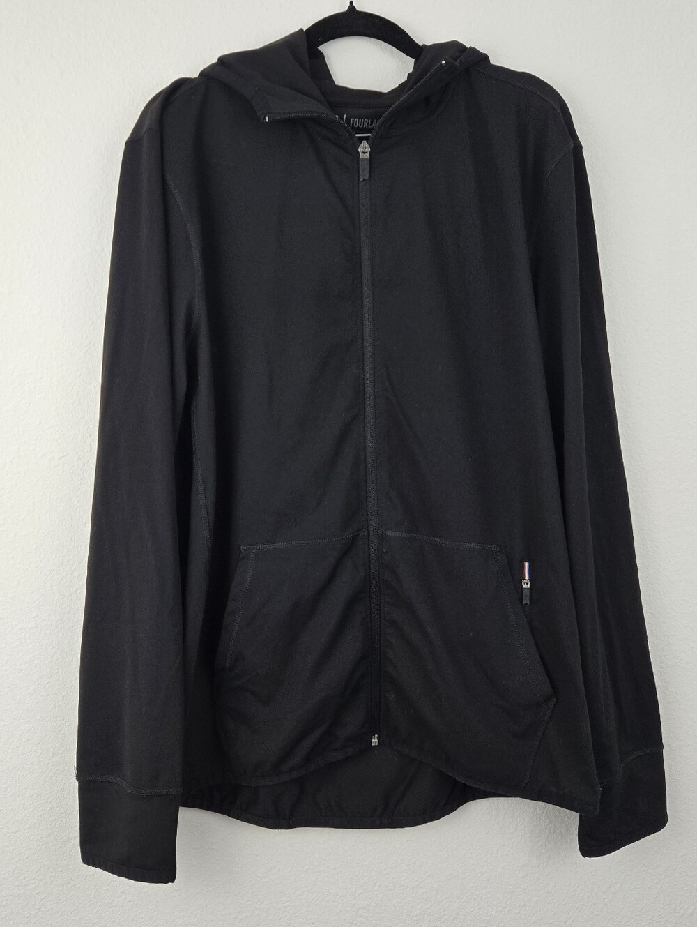 Black Fourlaps Full Zip Hooded Jacket